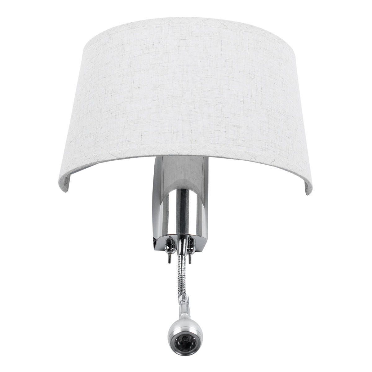 ELEGANT 01493 Μοντέρνο Επιτοίχιο Φωτιστικό Απλίκα με LED Βραχίονα Δίφωτο 1 x E27 IP20 Λευκό Ύφασμα με Ασημί Μέταλλο - Μ26.5 x Π15 x Υ43cm