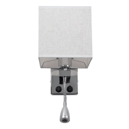 ELEGANT 01495 Μοντέρνο Φωτιστικό Τοίχου - Απλίκα Ξενοδοχείου Reading Light με Ντουί 1 x E27 LED 3W 360lm 36° AC 220-240V IP20 Θερμό Λευκό 2700K - Bridgelux COB Chip - Χρώμιο & Λευκό - Μ17 x Π21 x Υ43