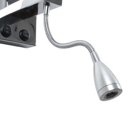 ELEGANT 01495 Μοντέρνο Φωτιστικό Τοίχου - Απλίκα Ξενοδοχείου Reading Light με Ντουί 1 x E27 LED 3W 360lm 36° AC 220-240V IP20 Θερμό Λευκό 2700K - Bridgelux COB Chip - Χρώμιο & Λευκό - Μ17 x Π21 x Υ43