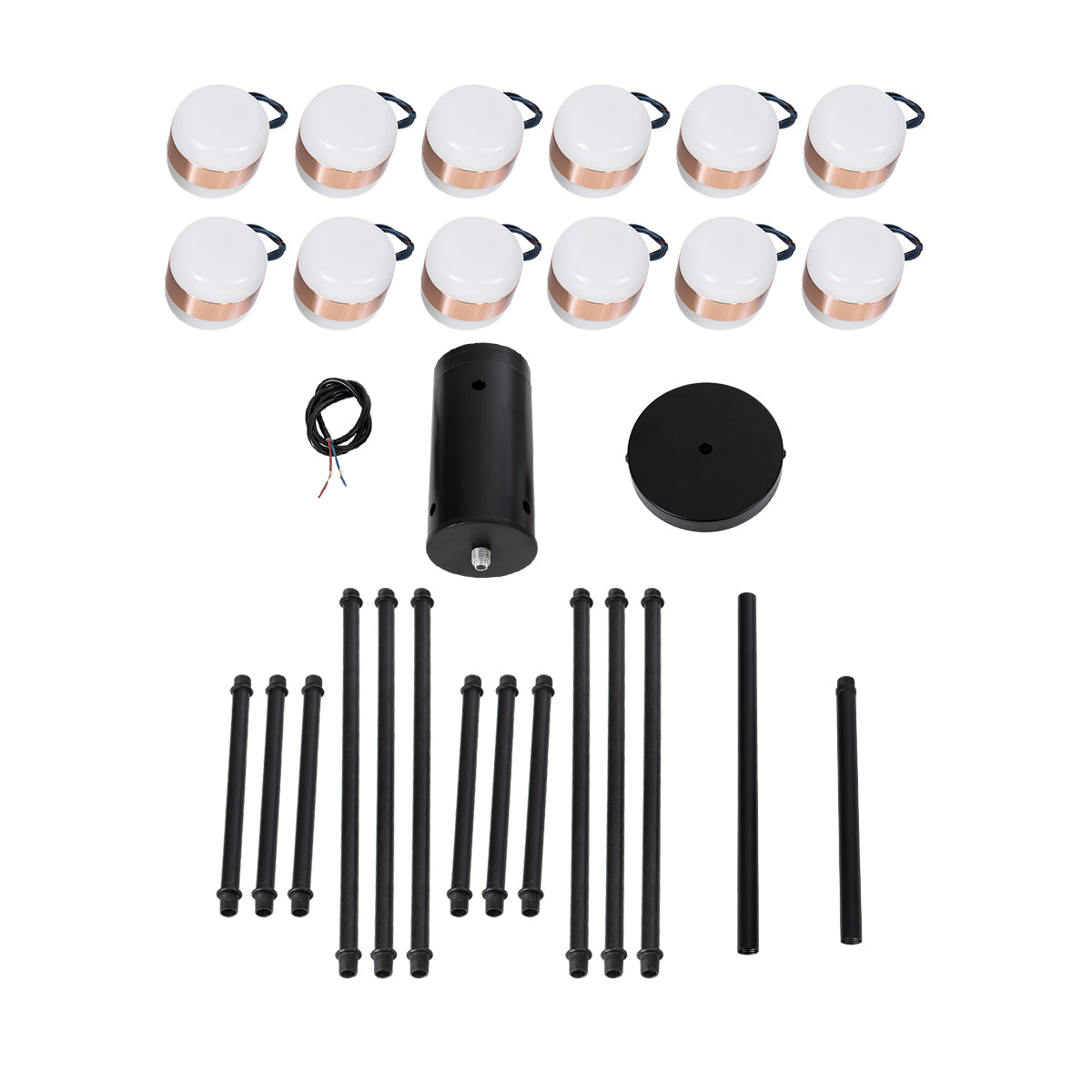 ORNATE 01553 Μοντέρνο Φωτιστικό Οροφής LED 104 Watt Πολύφωτο Μαύρο με Μπρονζέ και Χρυσές Λεπτομέρειες Μεταλλικό Λευκό Ημέρας 4500k Πλέγμα Φ63 x Y36-45cm