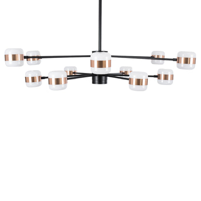 ORNATE 01553 Μοντέρνο Φωτιστικό Οροφής LED 104 Watt Πολύφωτο Μαύρο με Μπρονζέ και Χρυσές Λεπτομέρειες Μεταλλικό Λευκό Ημέρας 4500k Πλέγμα Φ63 x Y36-45cm