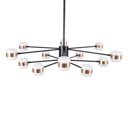 ORNATE 01553 Μοντέρνο Φωτιστικό Οροφής LED 104 Watt Πολύφωτο Μαύρο με Μπρονζέ και Χρυσές Λεπτομέρειες Μεταλλικό Λευκό Ημέρας 4500k Πλέγμα Φ63 x Y36-45cm