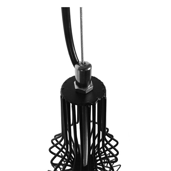 LILY 01559 Vintage Industrial Κρεμαστό Φωτιστικό Οροφής Μονόφωτο Μαύρο Μεταλλικό Πλέγμα και Υφασμάτινο Εσωτερικό Καπέλο Φ18 x Υ65cm