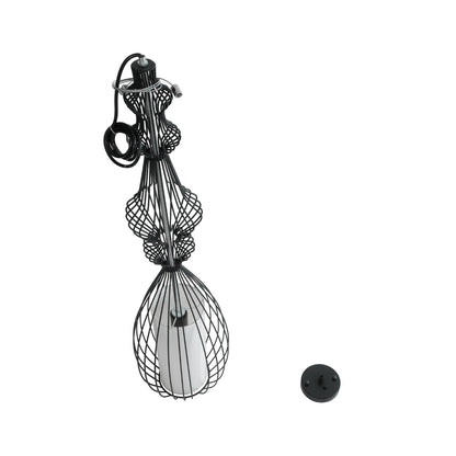 LILY 01561 Vintage Κρεμαστό Φωτιστικό Οροφής με Ντουί 1 x E27 AC 220-240V IP20 - Μαύρο & Λευκό - Μ90 x Π90 x Υ20