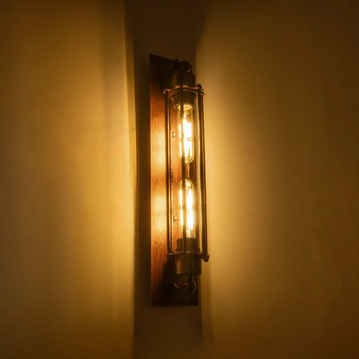 BESPOKE 01565 Vintage Φωτιστικό Τοίχου - Απλίκα με Ντουί 2 x E27 AC 220-240V IP20 - Χάλκινο Εφέ Σκουριάς - Μ10 x Π11 x Υ47