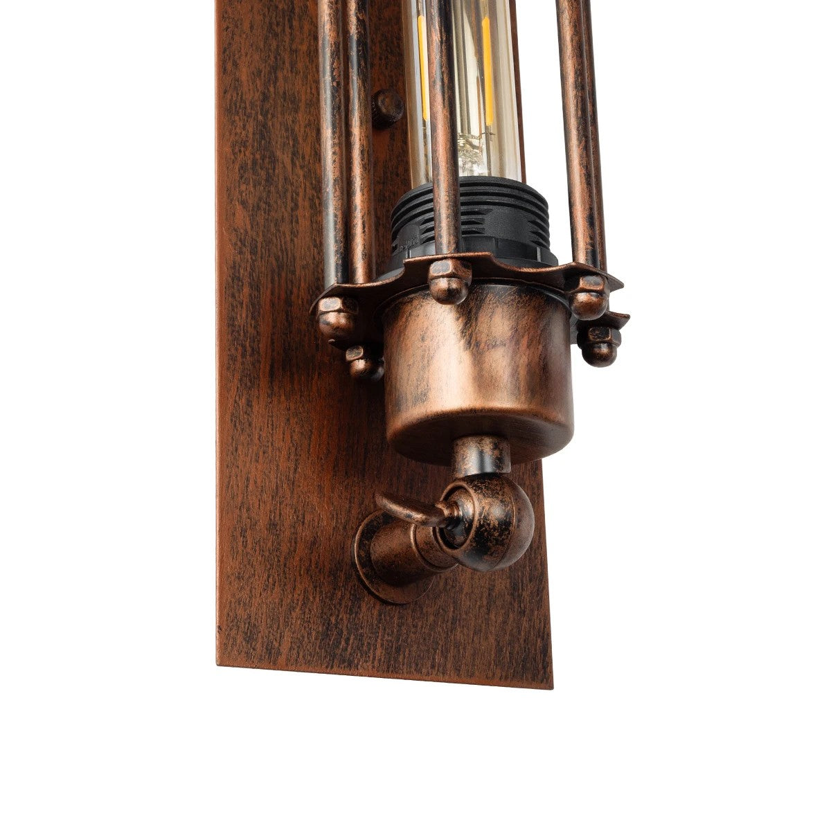 BESPOKE 01565 Vintage Φωτιστικό Τοίχου - Απλίκα με Ντουί 2 x E27 AC 220-240V IP20 - Χάλκινο Εφέ Σκουριάς - Μ10 x Π11 x Υ47
