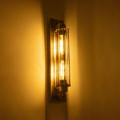 BESPOKE 01568 Vintage Φωτιστικό Τοίχου - Απλίκα με Ντουί 2 x E27 AC 220-240V IP20 - Χρυσό Εφέ Σκουριάς - Μ10 x Π11 x Υ47