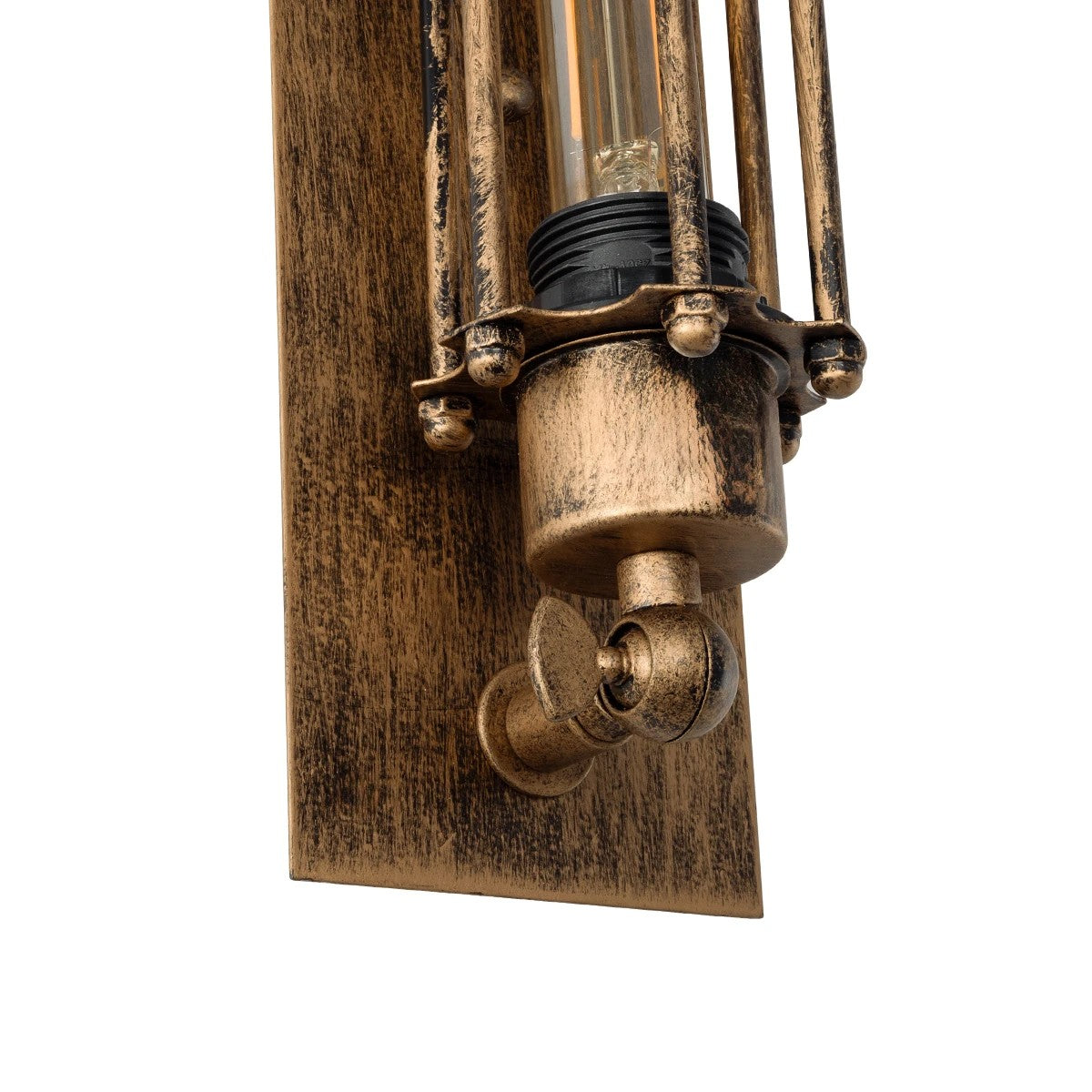 BESPOKE 01568 Vintage Φωτιστικό Τοίχου - Απλίκα με Ντουί 2 x E27 AC 220-240V IP20 - Χρυσό Εφέ Σκουριάς - Μ10 x Π11 x Υ47