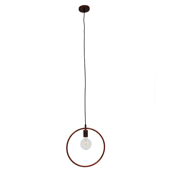 OMICRON 01579 Μοντέρνο Κρεμαστό Φωτιστικό Οροφής Μονόφωτο 1 x E27 Καφέ Σκουριά Μεταλλικό Φ33 x Π4 x Υ33cm