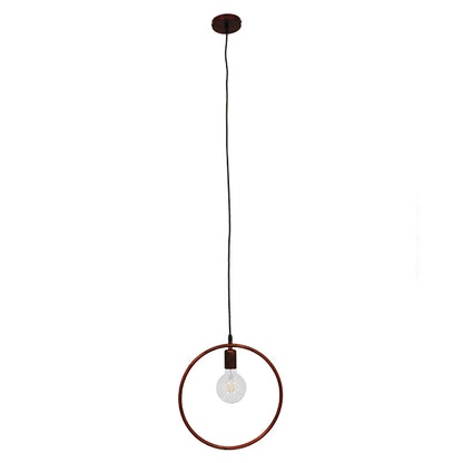 OMICRON 01579 Μοντέρνο Κρεμαστό Φωτιστικό Οροφής Μονόφωτο 1 x E27 Καφέ Σκουριά Μεταλλικό Φ33 x Π4 x Υ33cm