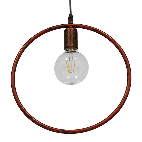 OMICRON 01579 Μοντέρνο Κρεμαστό Φωτιστικό Οροφής Μονόφωτο 1 x E27 Καφέ Σκουριά Μεταλλικό Φ33 x Π4 x Υ33cm