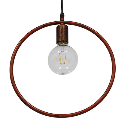 OMICRON 01579 Μοντέρνο Κρεμαστό Φωτιστικό Οροφής Μονόφωτο 1 x E27 Καφέ Σκουριά Μεταλλικό Φ33 x Π4 x Υ33cm