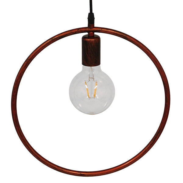 OMICRON 01579 Μοντέρνο Κρεμαστό Φωτιστικό Οροφής Μονόφωτο 1 x E27 Καφέ Σκουριά Μεταλλικό Φ33 x Π4 x Υ33cm