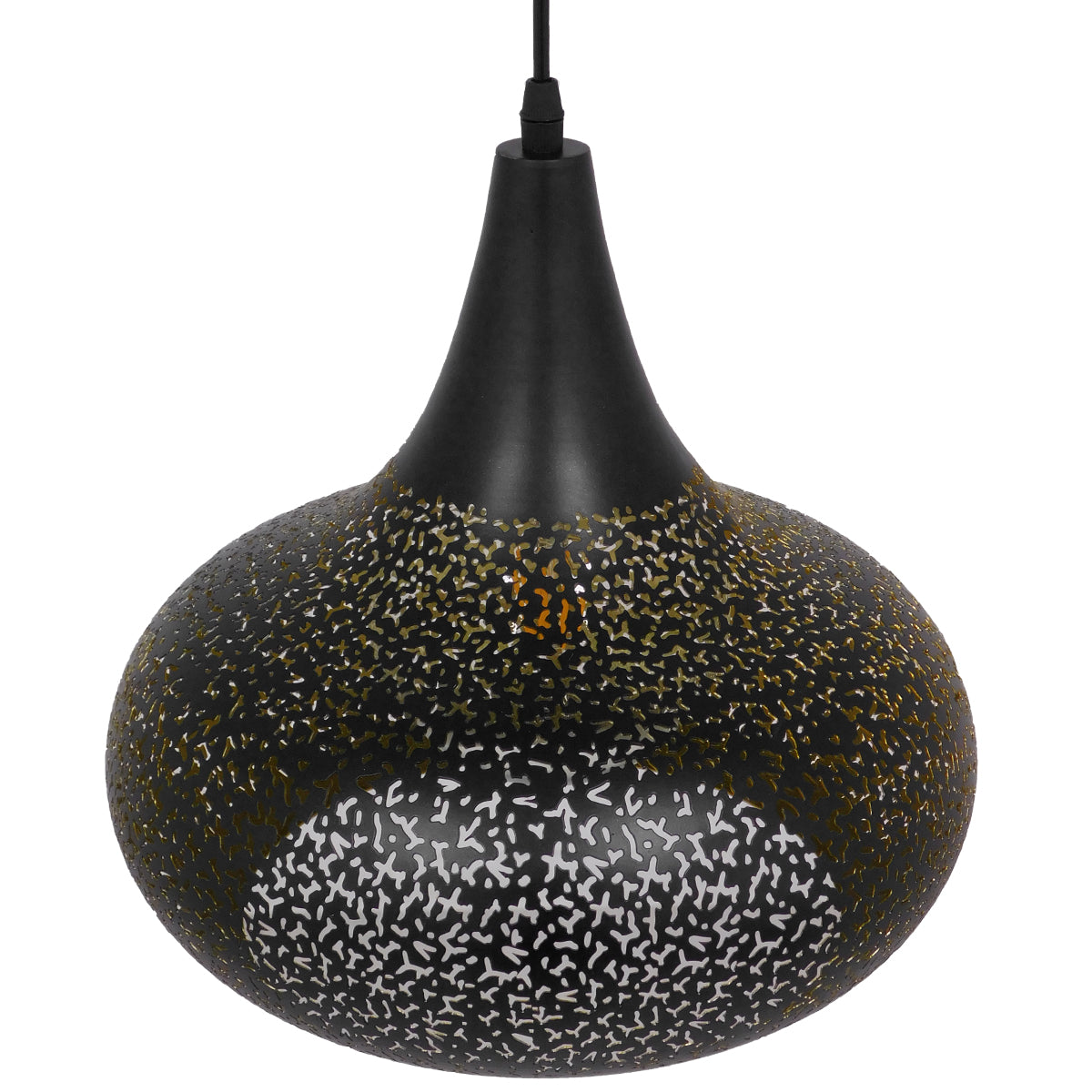 JANIS 01590 Μοντέρνο Κρεμαστό Φωτιστικό Οροφής Μονόφωτο 1 x E27 Μαύρο - Χρυσό Μεταλλικό Καμπάνα Φ30 x Υ30cm