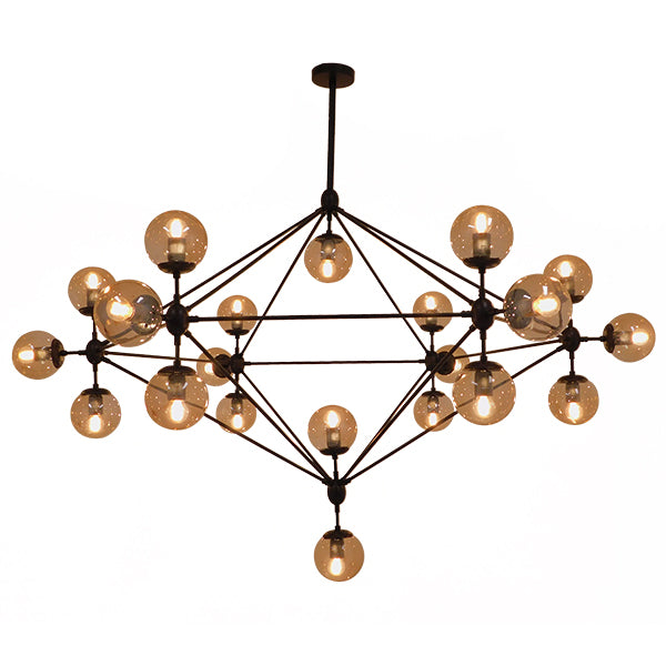 SENTINEL 01638 Μοντέρνο Φωτιστικό Οροφής με Ντουί 21 x E27 AC 220-240V IP20 - Μαύρο & Μελί - Μ170 x Π170 x Υ136