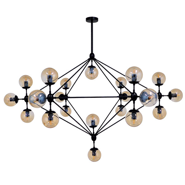 SENTINEL 01638 Μοντέρνο Φωτιστικό Οροφής με Ντουί 21 x E27 AC 220-240V IP20 - Μαύρο & Μελί - Μ170 x Π170 x Υ136