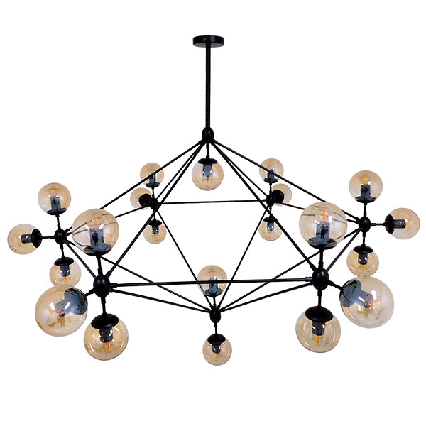 SENTINEL 01638 Μοντέρνο Φωτιστικό Οροφής με Ντουί 21 x E27 AC 220-240V IP20 - Μαύρο & Μελί - Μ170 x Π170 x Υ136