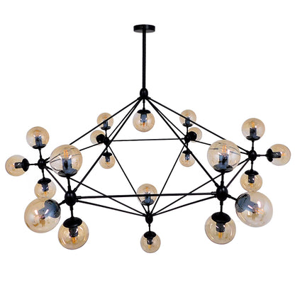 SENTINEL 01638 Μοντέρνο Φωτιστικό Οροφής με Ντουί 21 x E27 AC 220-240V IP20 - Μαύρο & Μελί - Μ170 x Π170 x Υ136