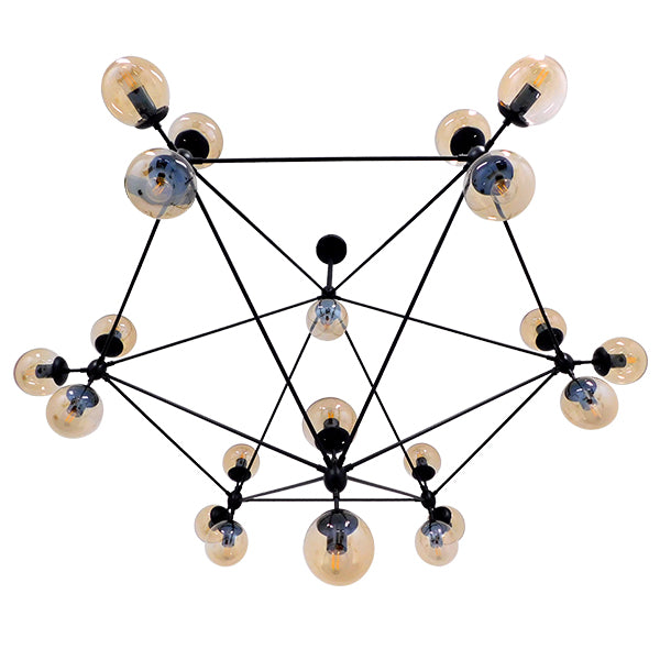 SENTINEL 01638 Μοντέρνο Φωτιστικό Οροφής με Ντουί 21 x E27 AC 220-240V IP20 - Μαύρο & Μελί - Μ170 x Π170 x Υ136