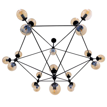 SENTINEL 01638 Μοντέρνο Φωτιστικό Οροφής με Ντουί 21 x E27 AC 220-240V IP20 - Μαύρο & Μελί - Μ170 x Π170 x Υ136