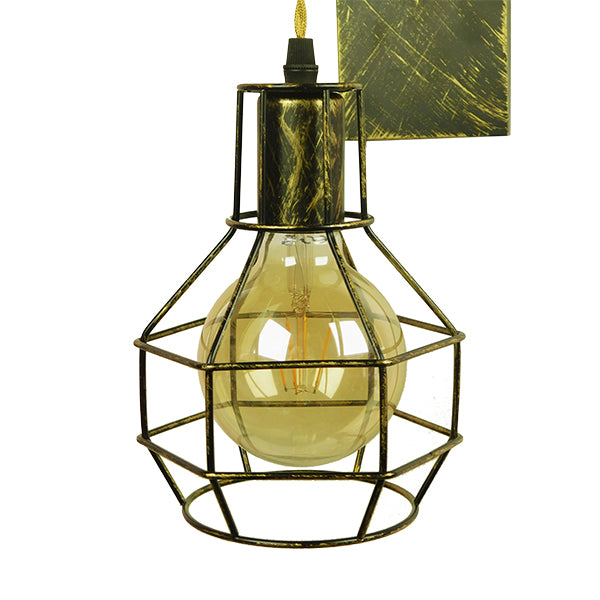 RYDON 01659 Vintage Φωτιστικό Τοίχου - Απλίκα με Ντουί 1 x E27 AC 220-240V IP20 - Μπρούτζινο Εφέ Σκουριάς - Μ15 x Π24 x Υ70