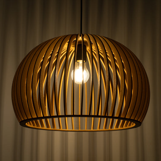 SCANDINAVIA 01699 Μοντέρνο Κρεμαστό Φωτιστικό Οροφής Μονόφωτο 1 x E27 Μπεζ Ξύλινο Πλέγμα Φ44 x Υ28cm