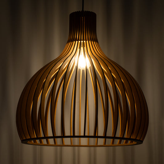 SCANDINAVIA 01701 Μοντέρνο Κρεμαστό Φωτιστικό Οροφής Μονόφωτο 1 x E27 Μπεζ Ξύλινο Πλέγμα Φ45 x Υ45cm