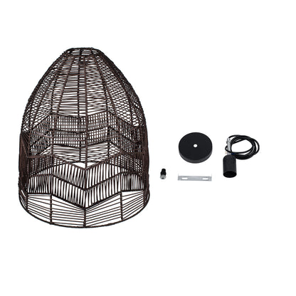 ALOHA 01752 Boho Κρεμαστό Φωτιστικό Καμπάνα Μονόφωτο 1 x E27 IP20 Καφέ Σχοινί - Μ43 x Π43 x Y46cm