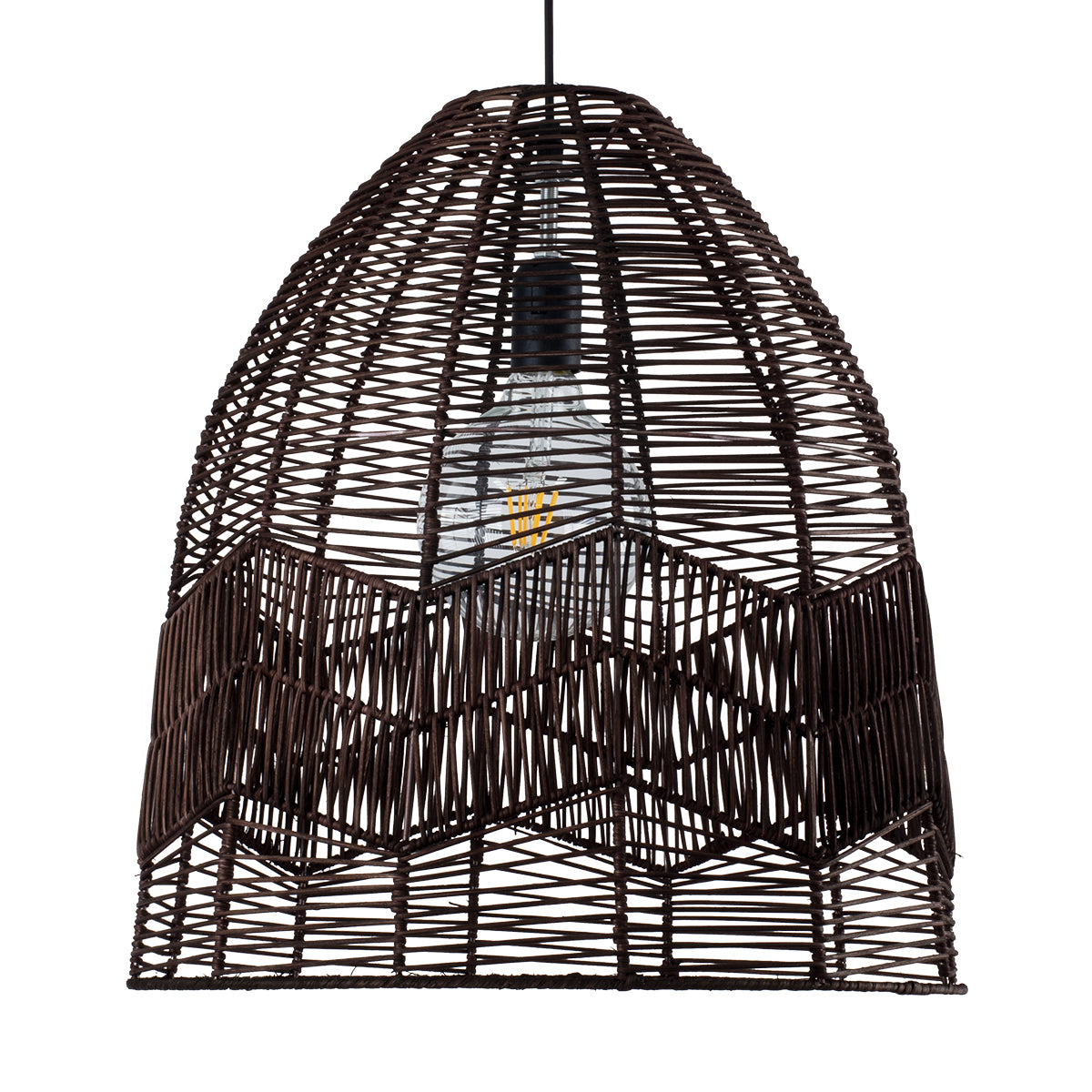 ALOHA 01752 Boho Κρεμαστό Φωτιστικό Καμπάνα Μονόφωτο 1 x E27 IP20 Καφέ Σχοινί - Μ43 x Π43 x Y46cm