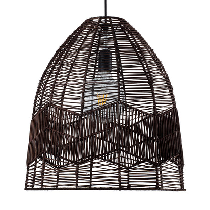 ALOHA 01752 Boho Κρεμαστό Φωτιστικό Καμπάνα Μονόφωτο 1 x E27 IP20 Καφέ Σχοινί - Μ43 x Π43 x Y46cm