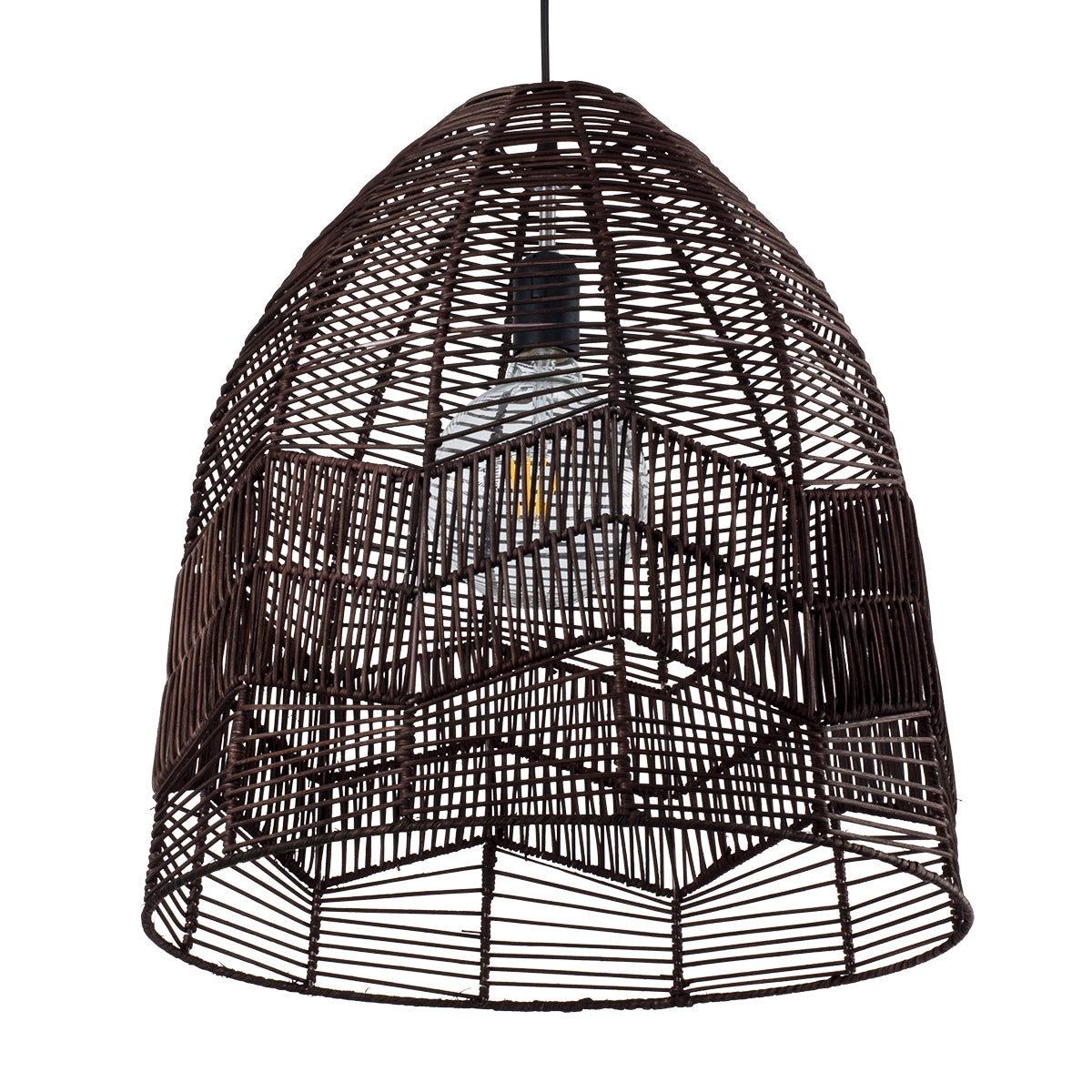 ALOHA 01752 Boho Κρεμαστό Φωτιστικό Καμπάνα Μονόφωτο 1 x E27 IP20 Καφέ Σχοινί - Μ43 x Π43 x Y46cm