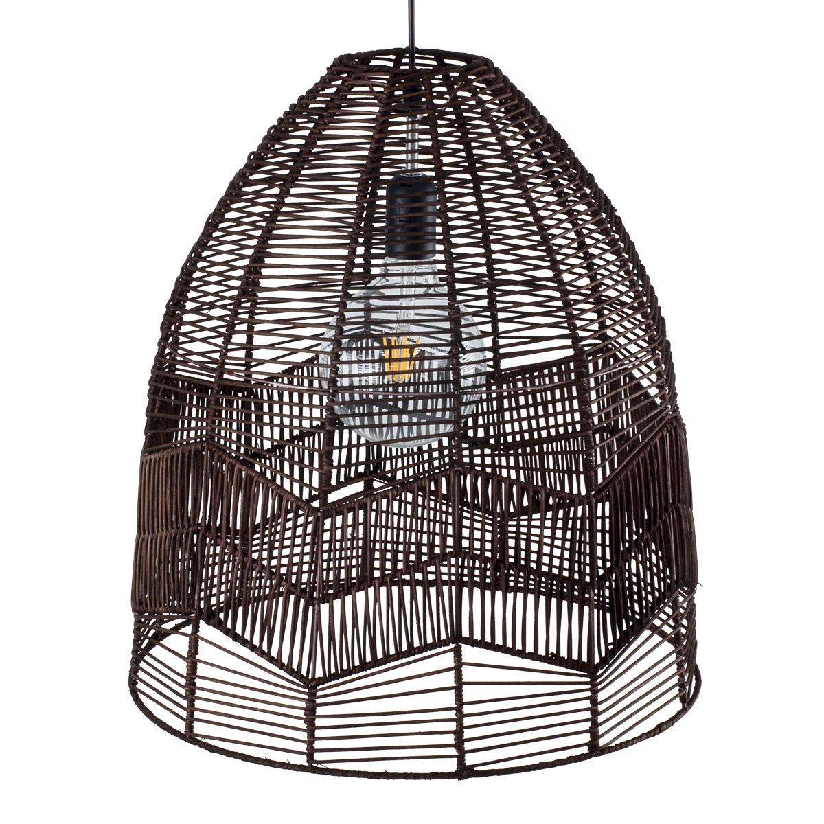 ALOHA 01752 Boho Κρεμαστό Φωτιστικό Καμπάνα Μονόφωτο 1 x E27 IP20 Καφέ Σχοινί - Μ43 x Π43 x Y46cm