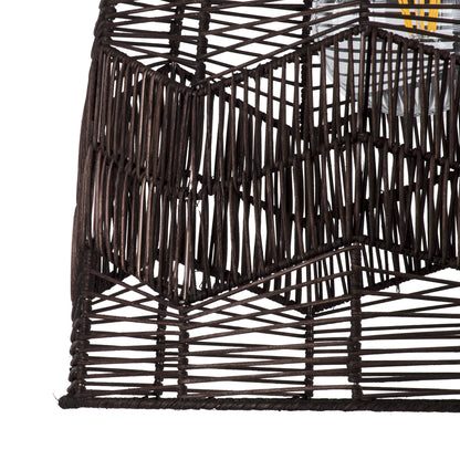 ALOHA 01752 Boho Κρεμαστό Φωτιστικό Καμπάνα Μονόφωτο 1 x E27 IP20 Καφέ Σχοινί - Μ43 x Π43 x Y46cm