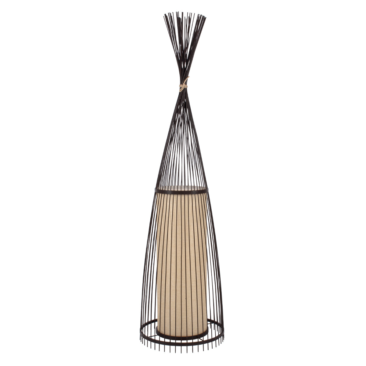 AZORES 01756 Boho Επιδαπέδιο Φωτιστικό με Ντουί 1 x E27 AC 220-240V IP20 - Καφέ & Μπεζ - Μ40 x Π40 x Υ150