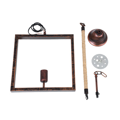 FRAISE 01814 Vintage Κρεμαστό Φωτιστικό Οροφής Μονόφωτο 1 x E27 Καφέ Σκουριά Μεταλλικό με Μπεζ Σχοινί Μ32 x Π4 x Υ32cm