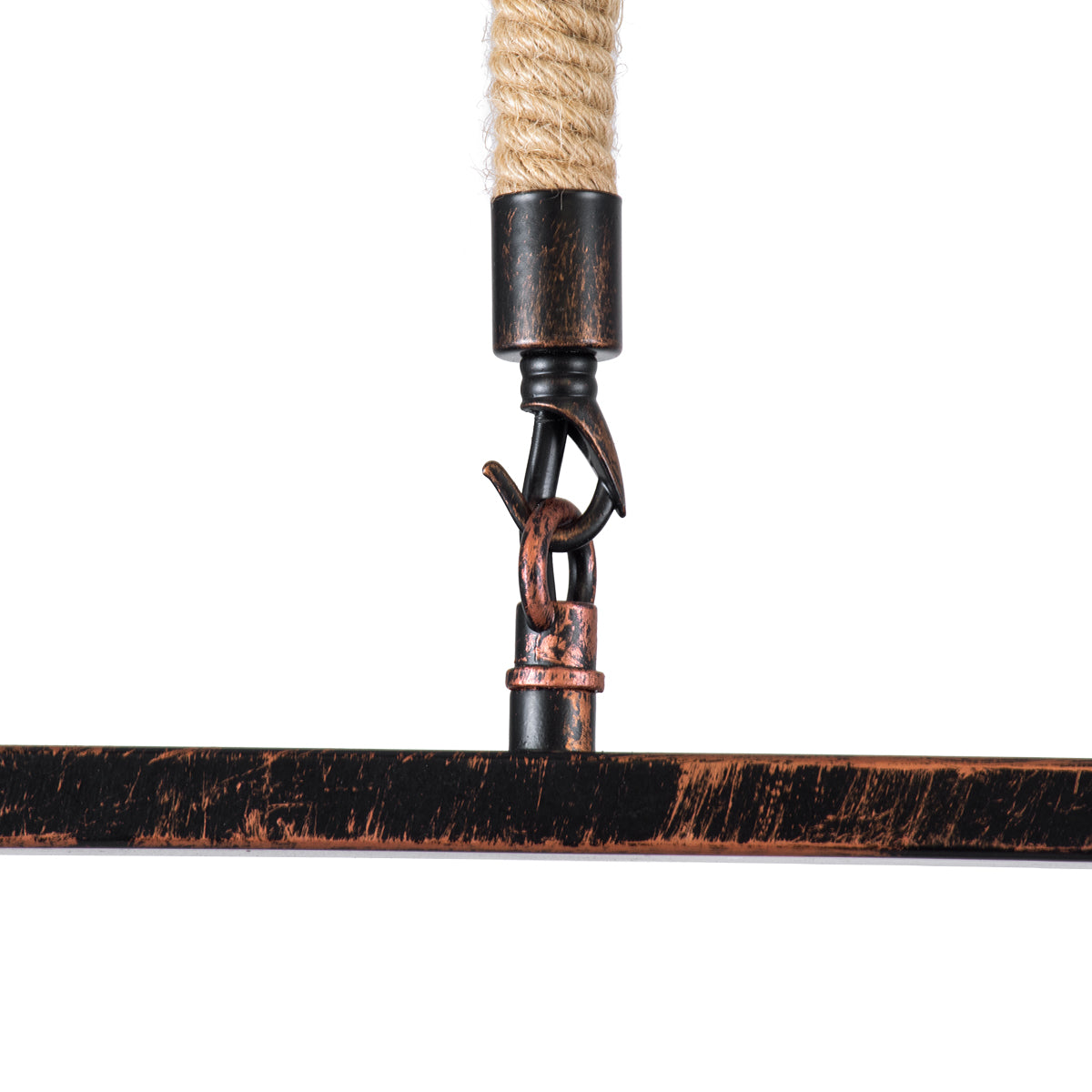 FRAISE 01814 Vintage Κρεμαστό Φωτιστικό Οροφής Μονόφωτο 1 x E27 Καφέ Σκουριά Μεταλλικό με Μπεζ Σχοινί Μ32 x Π4 x Υ32cm