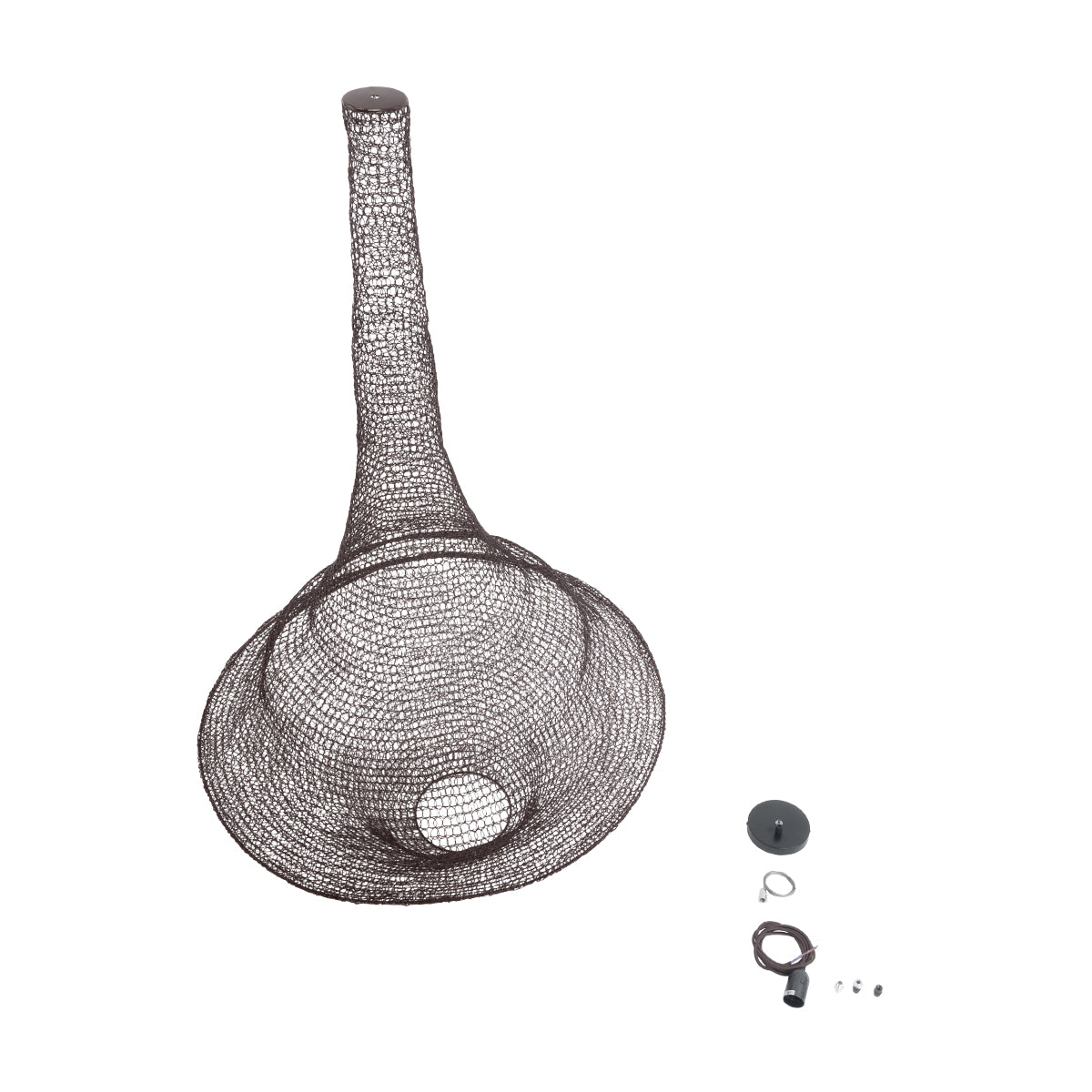 KENTUCKY 01878 Vintage Κρεμαστό Φωτιστικό Οροφής Μονόφωτο 1 x E27 AC220-240V IP20 - Φ80 x Υ140cm - Σκούρο Καφέ Μεταλλικό Πλέγμα