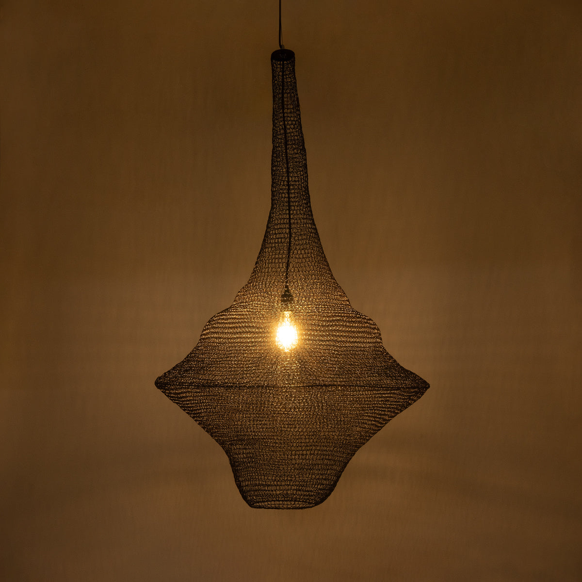 KENTUCKY 01878 Vintage Κρεμαστό Φωτιστικό Οροφής Μονόφωτο 1 x E27 AC220-240V IP20 - Φ80 x Υ140cm - Σκούρο Καφέ Μεταλλικό Πλέγμα