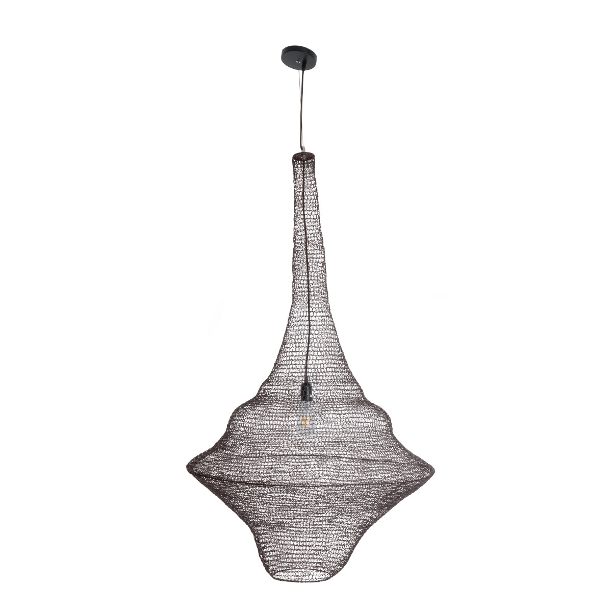 KENTUCKY 01878 Vintage Κρεμαστό Φωτιστικό Οροφής Μονόφωτο 1 x E27 AC220-240V IP20 - Φ80 x Υ140cm - Σκούρο Καφέ Μεταλλικό Πλέγμα