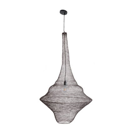 KENTUCKY 01878 Vintage Κρεμαστό Φωτιστικό Οροφής Μονόφωτο 1 x E27 AC220-240V IP20 - Φ80 x Υ140cm - Σκούρο Καφέ Μεταλλικό Πλέγμα