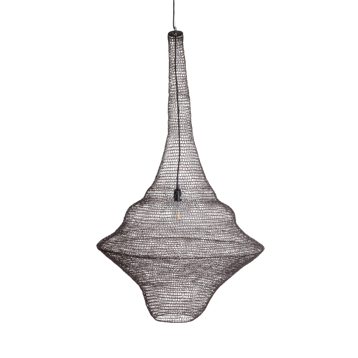 KENTUCKY 01878 Vintage Κρεμαστό Φωτιστικό Οροφής Μονόφωτο 1 x E27 AC220-240V IP20 - Φ80 x Υ140cm - Σκούρο Καφέ Μεταλλικό Πλέγμα