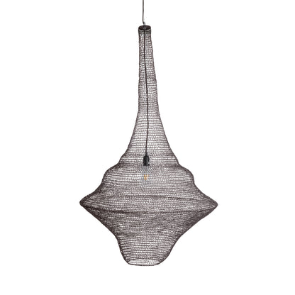 KENTUCKY 01878 Vintage Κρεμαστό Φωτιστικό Οροφής Μονόφωτο 1 x E27 AC220-240V IP20 - Φ80 x Υ140cm - Σκούρο Καφέ Μεταλλικό Πλέγμα