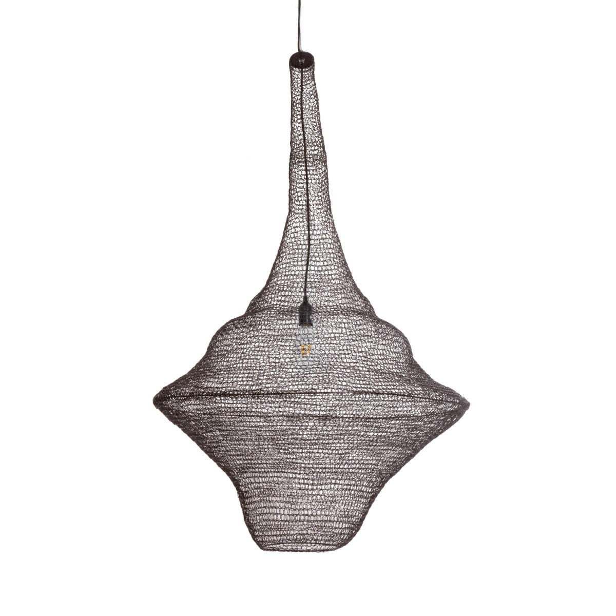 KENTUCKY 01878 Vintage Κρεμαστό Φωτιστικό Οροφής Μονόφωτο 1 x E27 AC220-240V IP20 - Φ80 x Υ140cm - Σκούρο Καφέ Μεταλλικό Πλέγμα