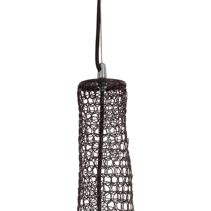 KENTUCKY 01878 Vintage Κρεμαστό Φωτιστικό Οροφής Μονόφωτο 1 x E27 AC220-240V IP20 - Φ80 x Υ140cm - Σκούρο Καφέ Μεταλλικό Πλέγμα