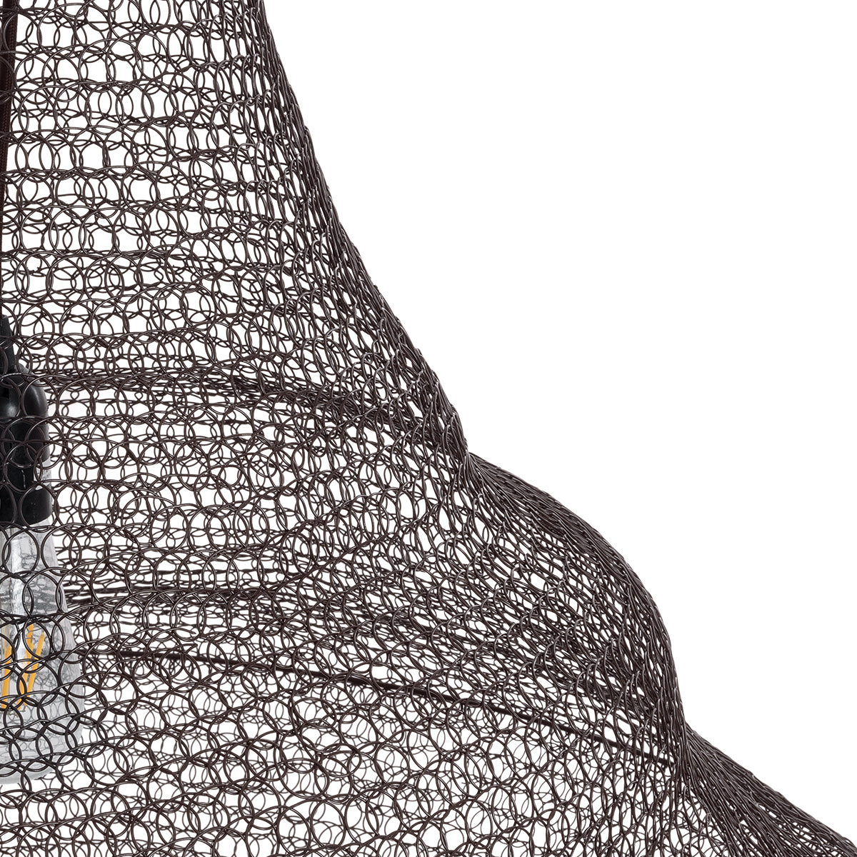 KENTUCKY 01878 Vintage Κρεμαστό Φωτιστικό Οροφής Μονόφωτο 1 x E27 AC220-240V IP20 - Φ80 x Υ140cm - Σκούρο Καφέ Μεταλλικό Πλέγμα