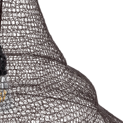 KENTUCKY 01878 Vintage Κρεμαστό Φωτιστικό Οροφής Μονόφωτο 1 x E27 AC220-240V IP20 - Φ80 x Υ140cm - Σκούρο Καφέ Μεταλλικό Πλέγμα