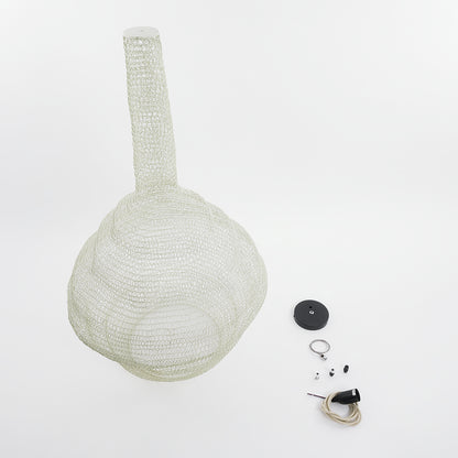 KENTUCKY 01883 Vintage Κρεμαστό Φωτιστικό Οροφής Μονόφωτο 1 x E27 AC220-240V IP20 - Φ60 x Υ90cm - Μπεζ Εκρού Μεταλλικό Πλέγμα