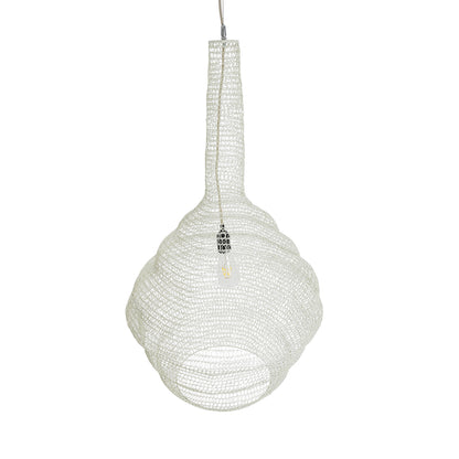 KENTUCKY 01883 Vintage Κρεμαστό Φωτιστικό Οροφής Μονόφωτο 1 x E27 AC220-240V IP20 - Φ60 x Υ90cm - Μπεζ Εκρού Μεταλλικό Πλέγμα