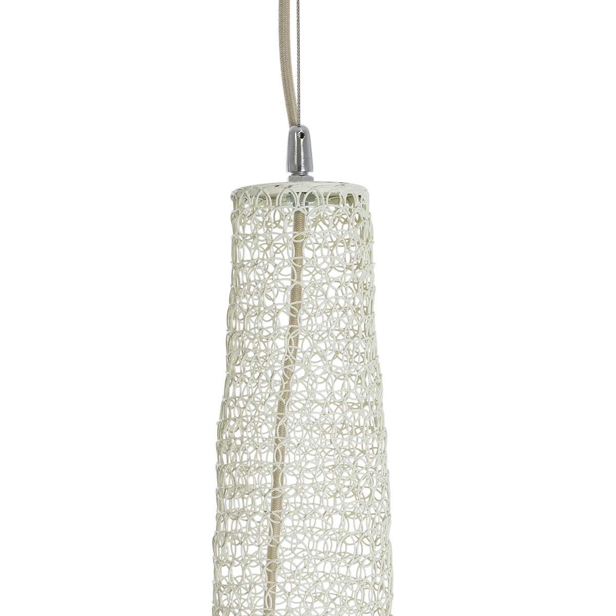 KENTUCKY 01883 Vintage Κρεμαστό Φωτιστικό Οροφής Μονόφωτο 1 x E27 AC220-240V IP20 - Φ60 x Υ90cm - Μπεζ Εκρού Μεταλλικό Πλέγμα