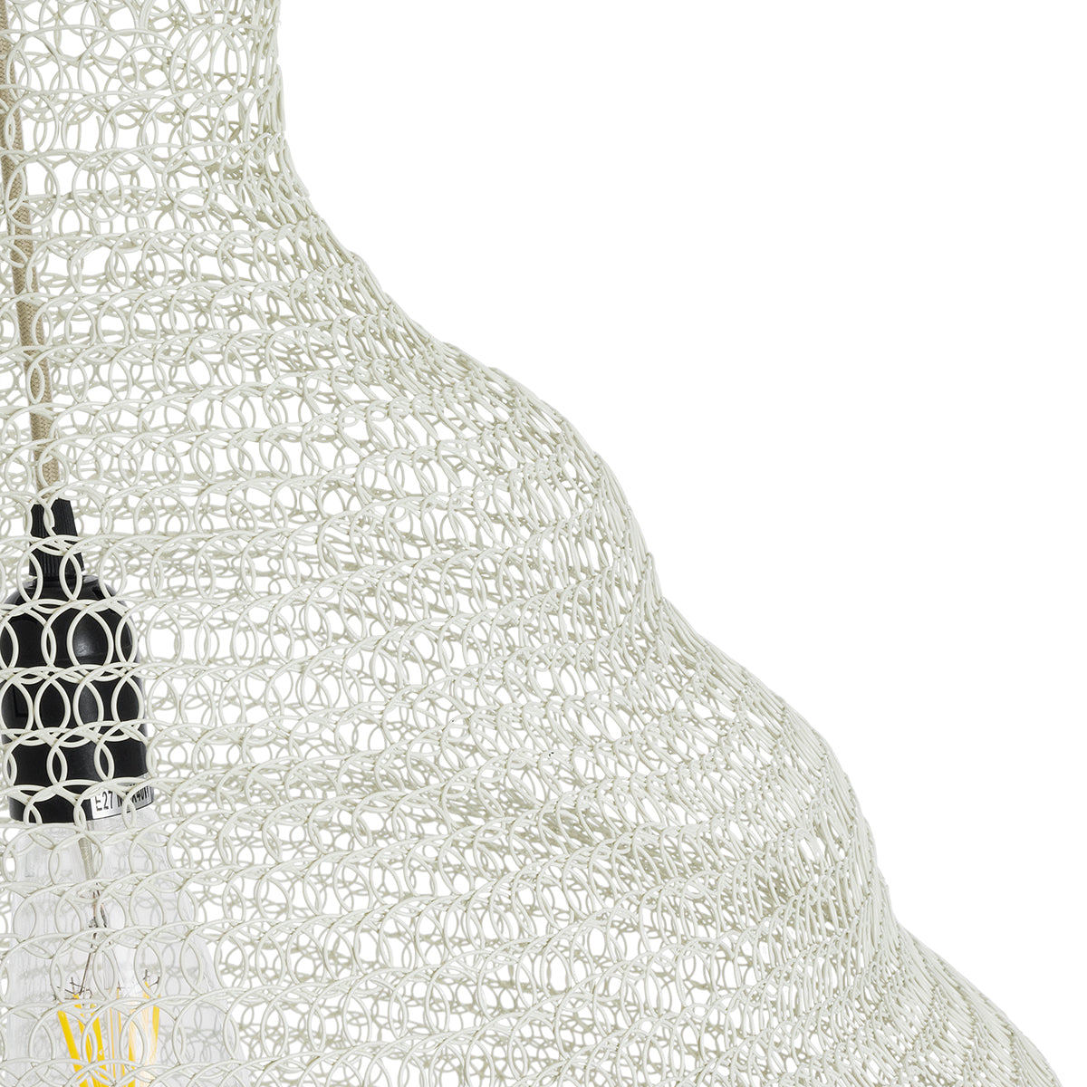 KENTUCKY 01883 Vintage Κρεμαστό Φωτιστικό Οροφής Μονόφωτο 1 x E27 AC220-240V IP20 - Φ60 x Υ90cm - Μπεζ Εκρού Μεταλλικό Πλέγμα